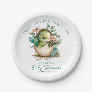 Blumen-Dinosaurier-Ei-Wasserfarbe-Baby-Party Pappteller