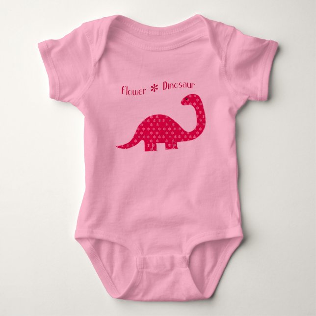 Blumen-Dinosaurier-Säugling Baby Strampler (Vorderseite)
