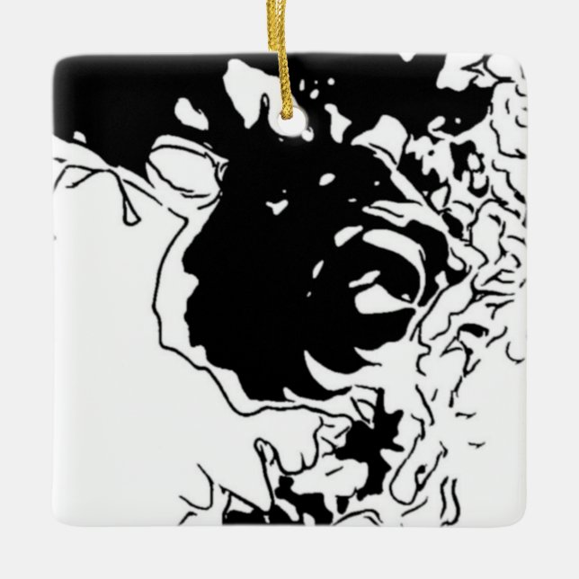 Blumen-Doodle Keramikornament (Vorderseite)
