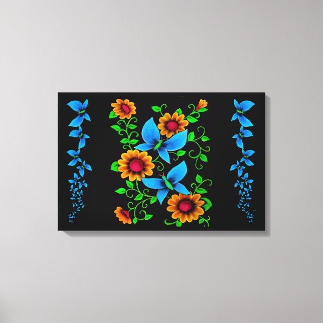 Blumen-Doodle Leinwanddruck (Vorderseite)
