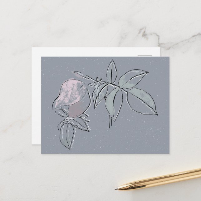 Blumen Doodle  Postkarte (Vorderseite/Rückseite Beispiel)