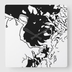 Blumen-Doodle Quadratische Wanduhr