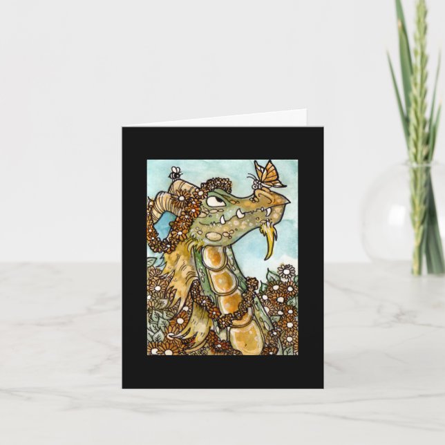 Blumen-Drache Notecard Karte (Vorderseite)