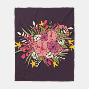 Blumen-Dschungel-Schlangen Tropisch Vintage Fleecedecke