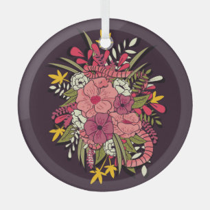 Blumen-Dschungel-Schlangen Tropisch Vintage Ornament Aus Glas