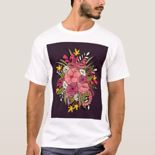 Blumen-Dschungel-Schlangen Tropisch Vintage T-Shirt