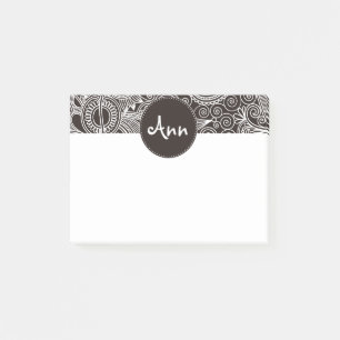 Blumen-Dschungel-Schwarzes Post-it Klebezettel