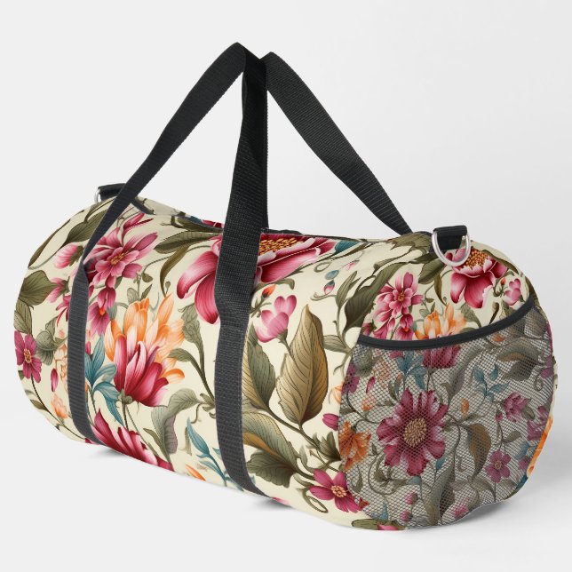 Blumen-Duffeltasche mit leuchtendem Rosa Duffle Bag (Rechte Ecke)