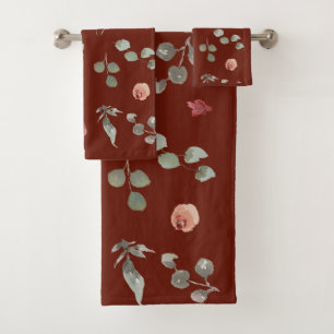 Blumen Duschvorhang Badhandtuch Set