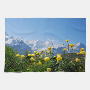 Blumen   Eiger Monch Schweizer Alpen Geschirrtuch