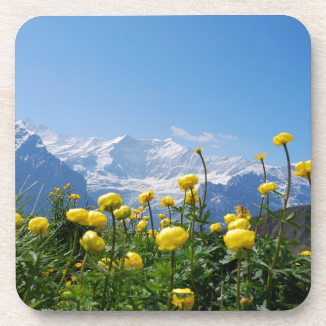 Blumen | Eiger Monch Schweizer Alpen Getränkeuntersetzer (Vorderseite)