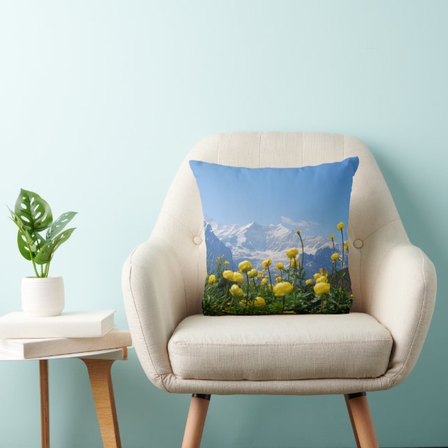 Blumen | Eiger Monch Schweizer Alpen Kissen (Stuhl )