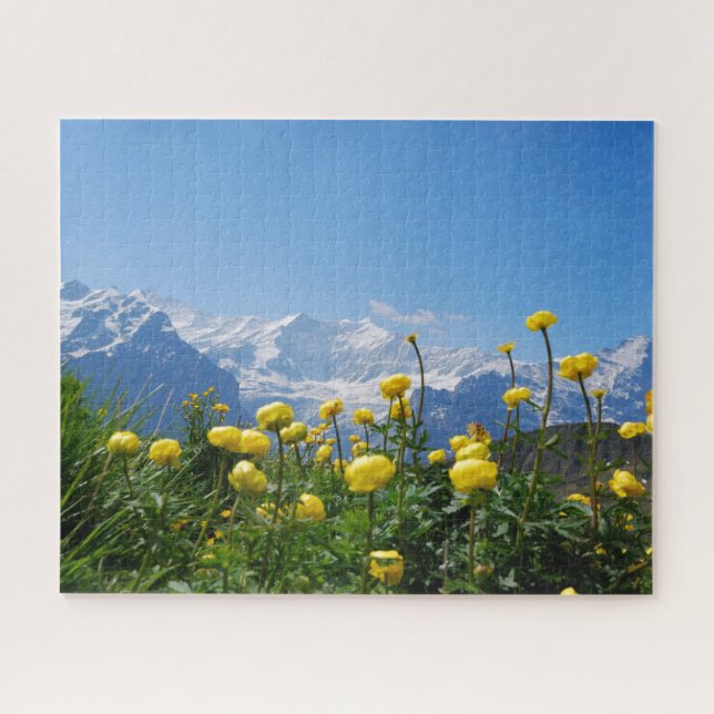 Blumen | Eiger Monch Schweizer Alpen Puzzle (Horizontal)
