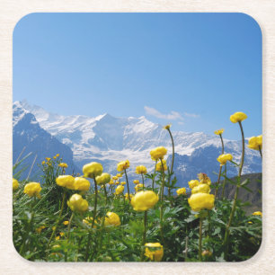 Blumen Eiger Monch Schweizer Alpen Rechteckiger Pappuntersetzer