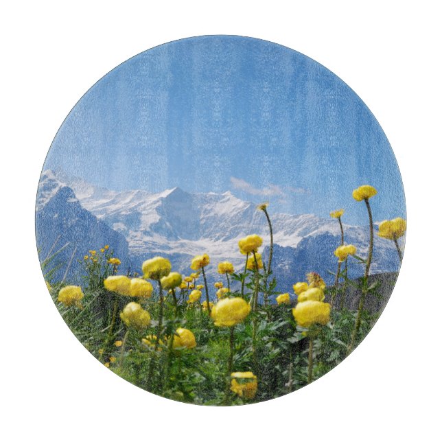 Blumen | Eiger Monch Schweizer Alpen Schneidebrett (Vorderseite)