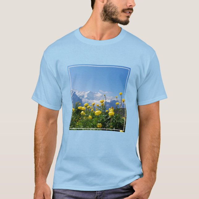 Blumen | Eiger Monch Schweizer Alpen T-Shirt (Vorderseite)