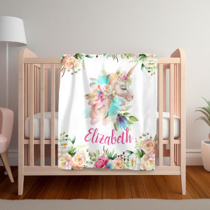 Blumen-Einhorn-Mädchen-Decke Fleecedecke