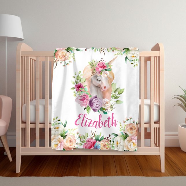 Blumen-Einhorn-Mädchen-Decke Fleecedecke (Von Creator hochgeladen)