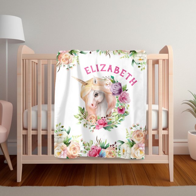 Blumen-Einhorn-Mädchen-Decke Fleecedecke (Von Creator hochgeladen)
