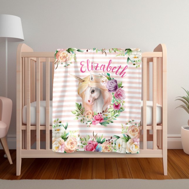Blumen-Einhorn-Mädchen-Decke Fleecedecke (Von Creator hochgeladen)