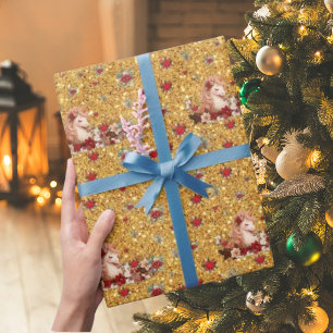 Blumen-Einhorn-Weihnachten Gold Mädchen-Geschenkpa Geschenkpapier