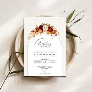 Blumen-Einladung zum Geburtstags-Dinnerparty Einladung