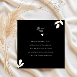 Blumen-Einlegerkarte Elegant Schwarz und Creme  Begleitkarte