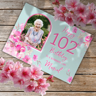 Blumen-Einzelbild-Geburtstagskarte zum 102. Geburt Karte