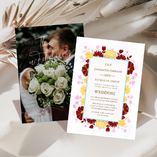 Blumen-Einzigartige farbenfrohe Foto-Hochzeitseinl Einladung