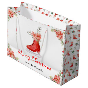 Blumen-Eislaufschuh Roter Froher Weihnachten Große Geschenktüte