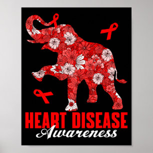 Blumen-Elefant & rotes Band Herzkrankheit Awa Poster