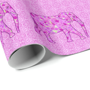 Blumen-Elefant - Orchidee und Magenta Geschenkpapier