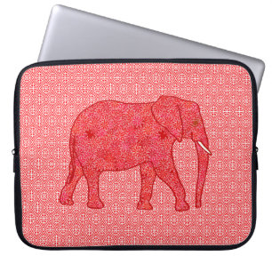 Blumen Elefant - tiefrot und korallenrot Laptopschutzhülle