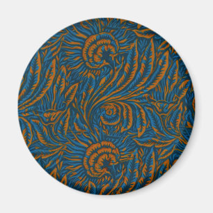 Blumen Elegance Blau & Gold, Kunst & Handwerk Desi Magnet
