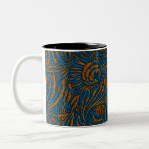 Blumen Elegance Blau & Gold, Kunst & Handwerk Desi Zweifarbige Tasse