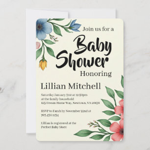 Blumen-Eleganz Babyparty-Einladung Einladung