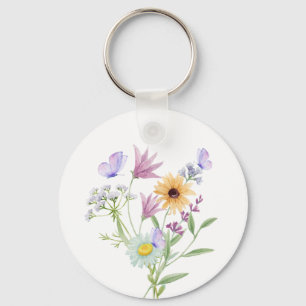 Blumen-Eleganz-T-Shirt – Sanfte Pastellblüten Schlüsselanhänger