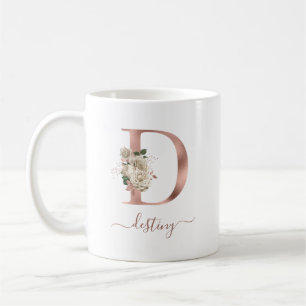 Blumen Elfenbein Rosen Gold Monogramm Buchstabe "D Kaffeetasse