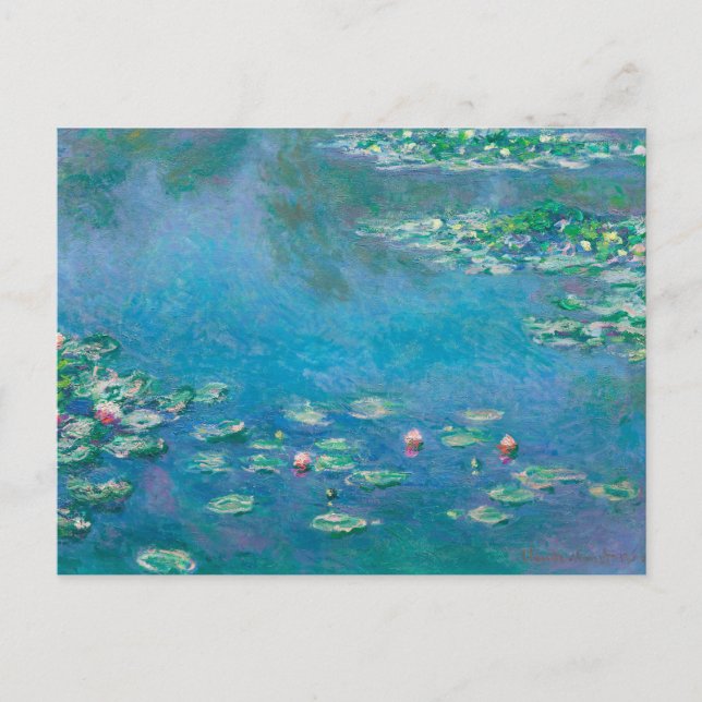 Blumen-Ephemera-Decoupage-Monet-Seerosen Postkarte (Vorderseite)