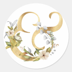 Blumen-Et-Zeichen Gold Runder Aufkleber