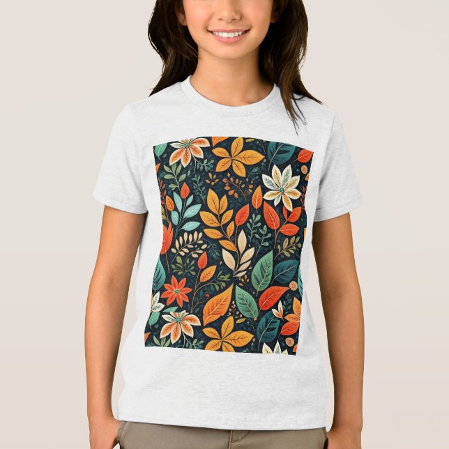 Blumen Exotische Blumen Muster Tri-Blend Shirt (Vorderseite)