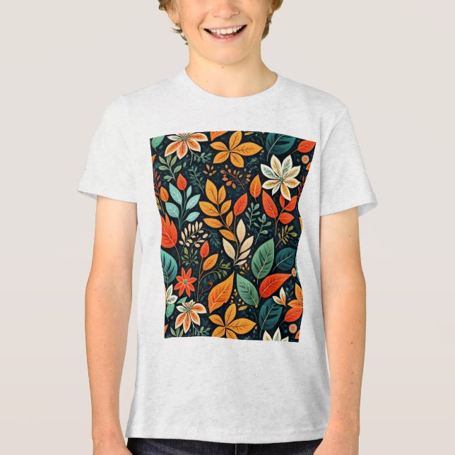 Blumen Exotische Blumen Muster Tri-Blend Shirt (Vorderseite)