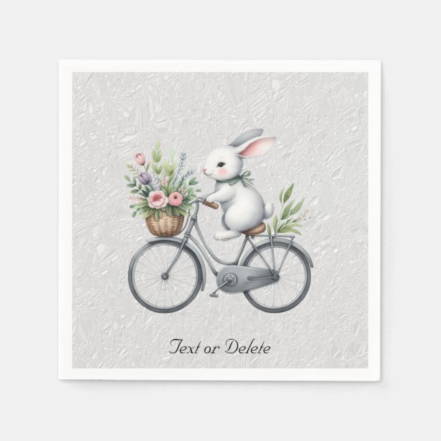 Blumen-Fahrrad-Hasen-Servietten Serviette (Vorderseite)