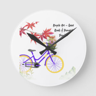 Blumen-Fahrrad-Motivationsdesign Runde Wanduhr