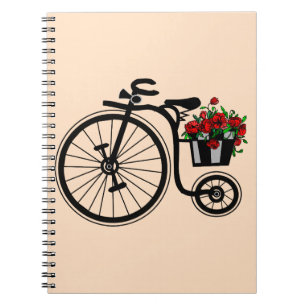 Blumen Fahrrad Notizbuch - Ihre Farbe - Text Notizblock