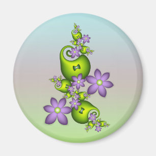 Blumen-Fantasie Flieder-Blumen Grüne Formen Frakta Magnet