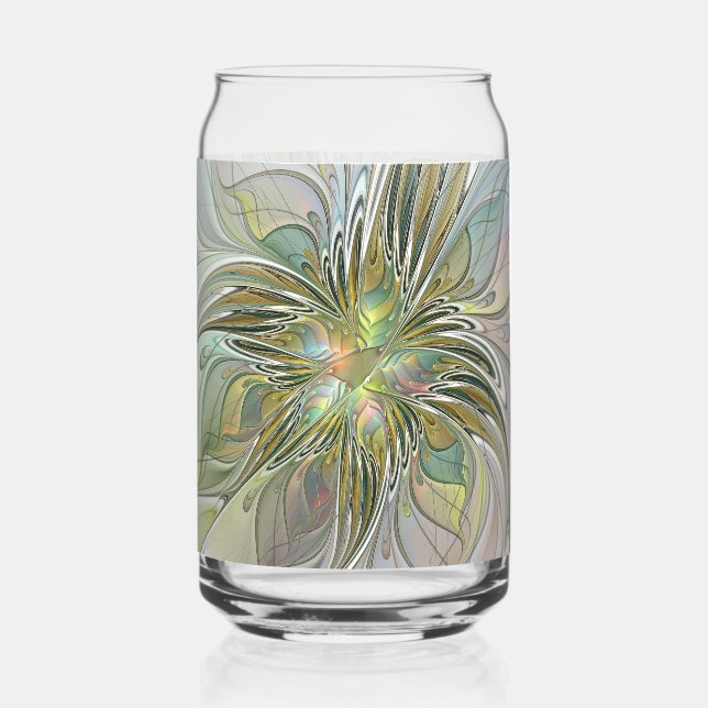Blumen-Fantasie Moderne Fraktal-Kunst-Blume mit Go Dosenglas (Vorderseite)