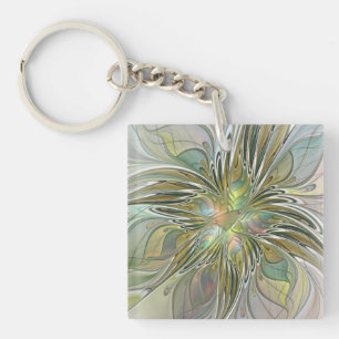 Blumen-Fantasie Moderne Fraktal-Kunst-Blume mit Go Schlüsselanhänger
