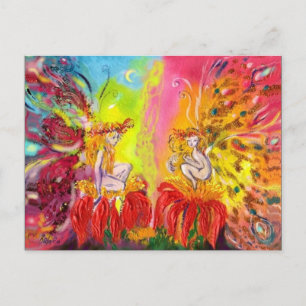 BLUMEN-FEEN VON DÄMMERUNG Fantasie Einladungspostkarte