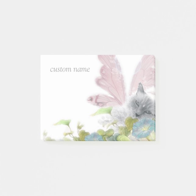 Blumen-Feenkatze purrfect Fantasie Post-it Klebezettel (Vorderseite)